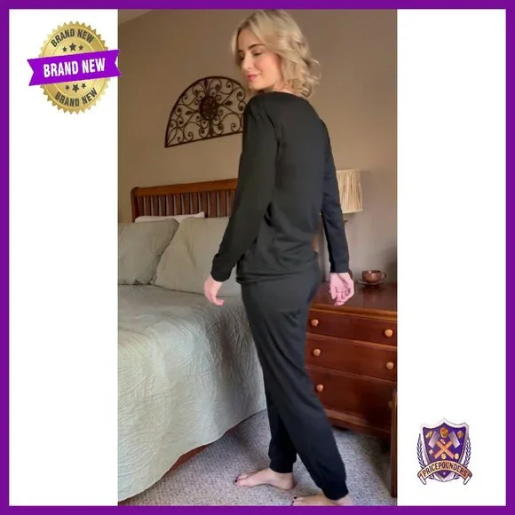 Women's Long Sleeve Pajama Set with Pockets, 2-Pack Polyester Blend